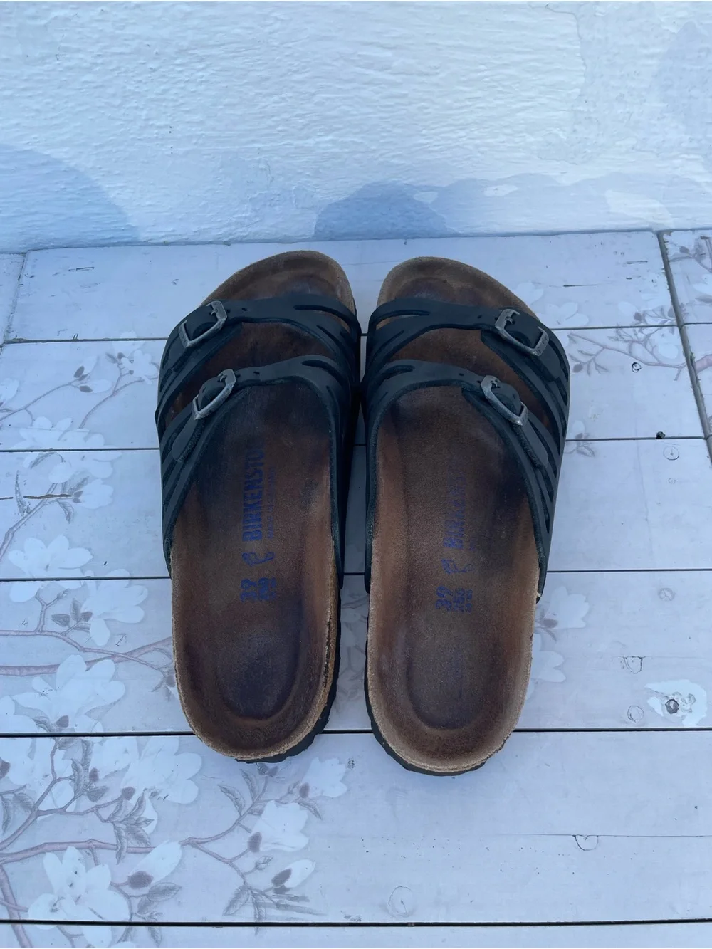 Birkenstock Men's Black Double Strap Cork Footbed Sandals